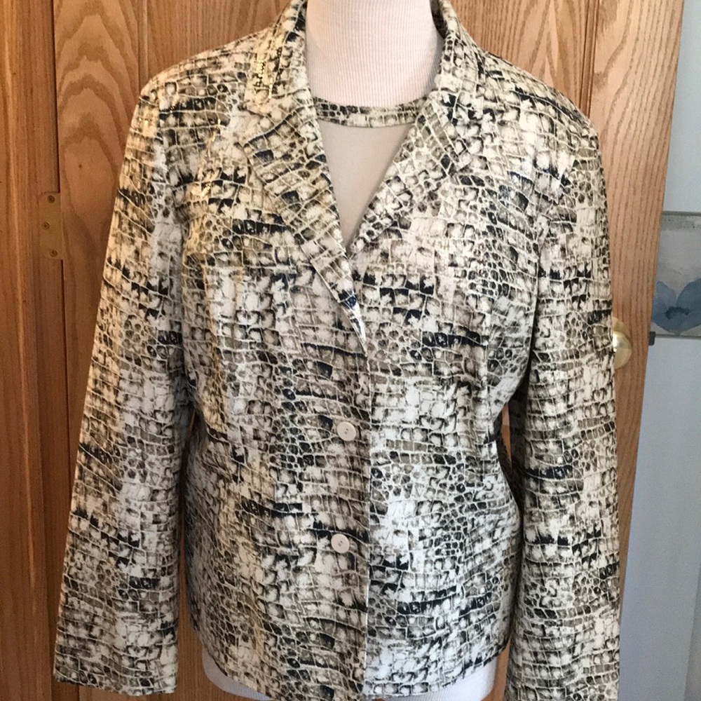 Snakeskin Print Button Down Blazer Set - image 1